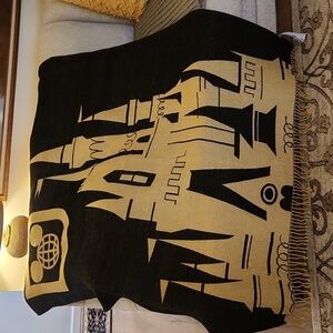Disney Throw Blanket Cinderella Castle Disney World Black Gold Reversible 50x60